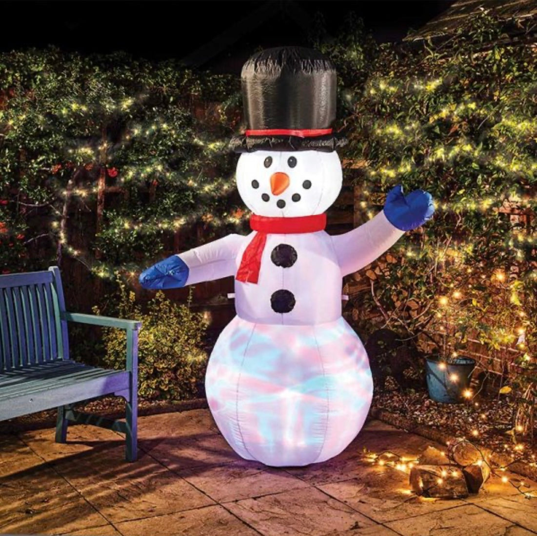 1.2m Inflatable Light-Up Snowman – LED Outdoor Christmas Decoration with Top Hat & Scarf