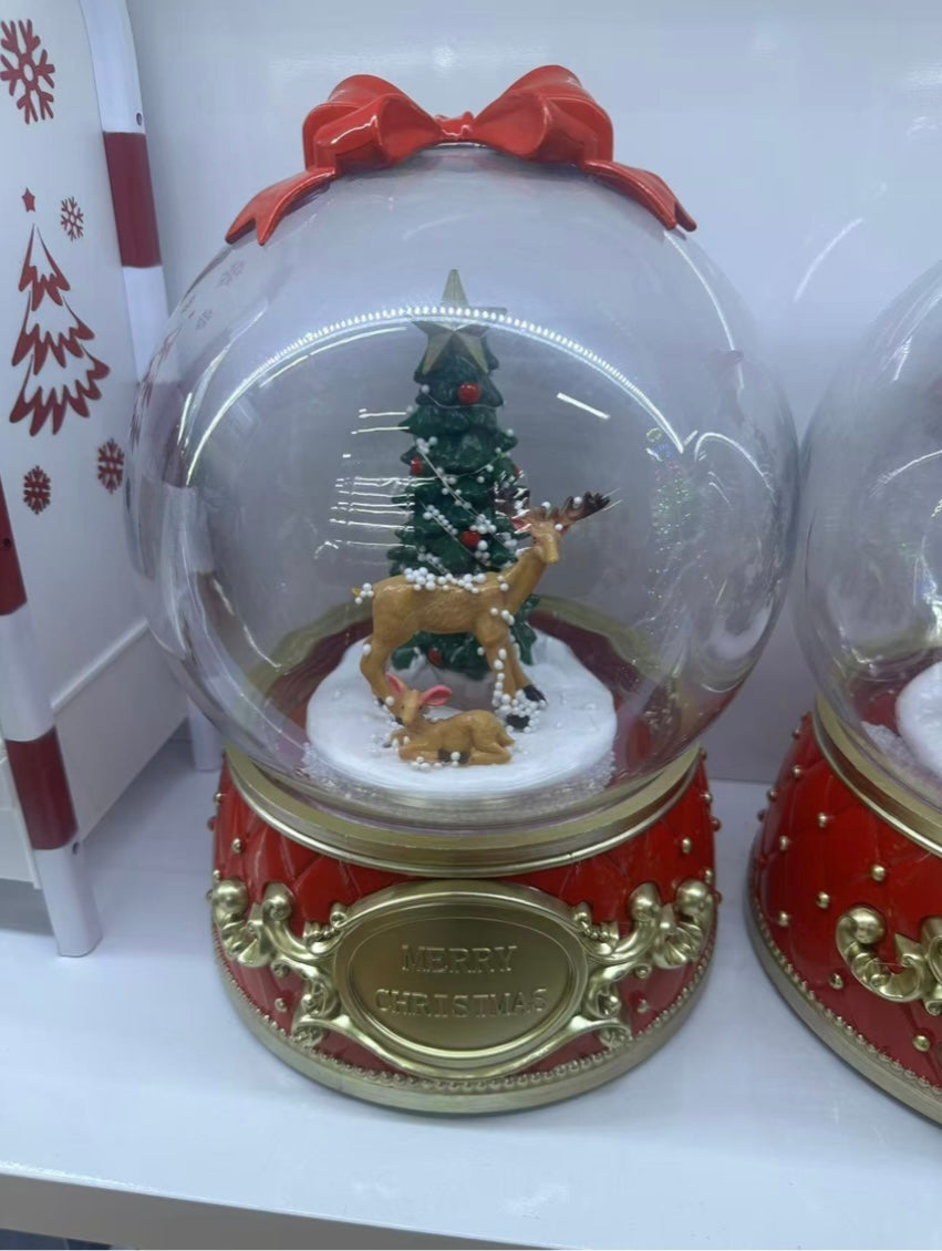 Light Up Reindeer Christmas Tree Swirling Snow Globe