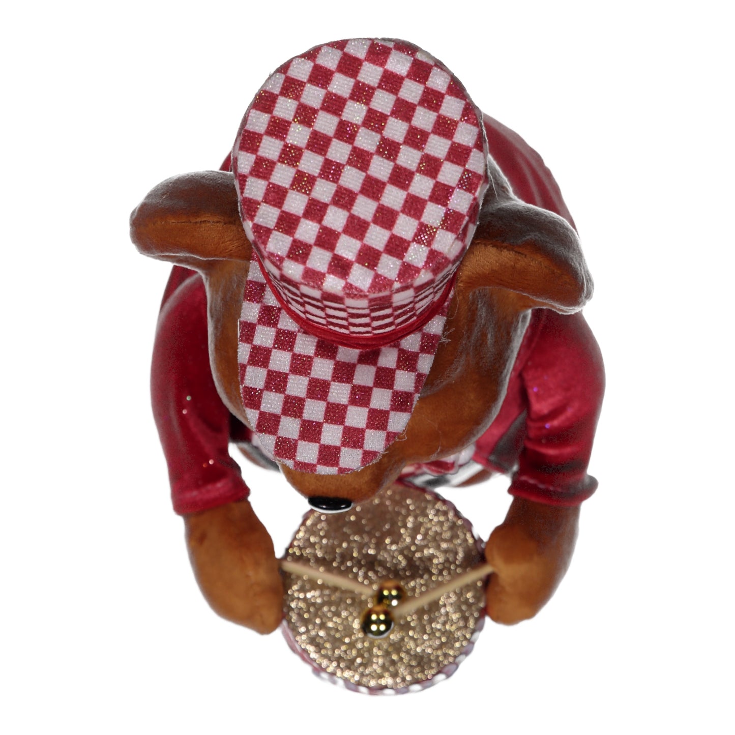 Festive Teddy Bear in Red & White Striped Outfit with Top Hat – Christmas Ornament