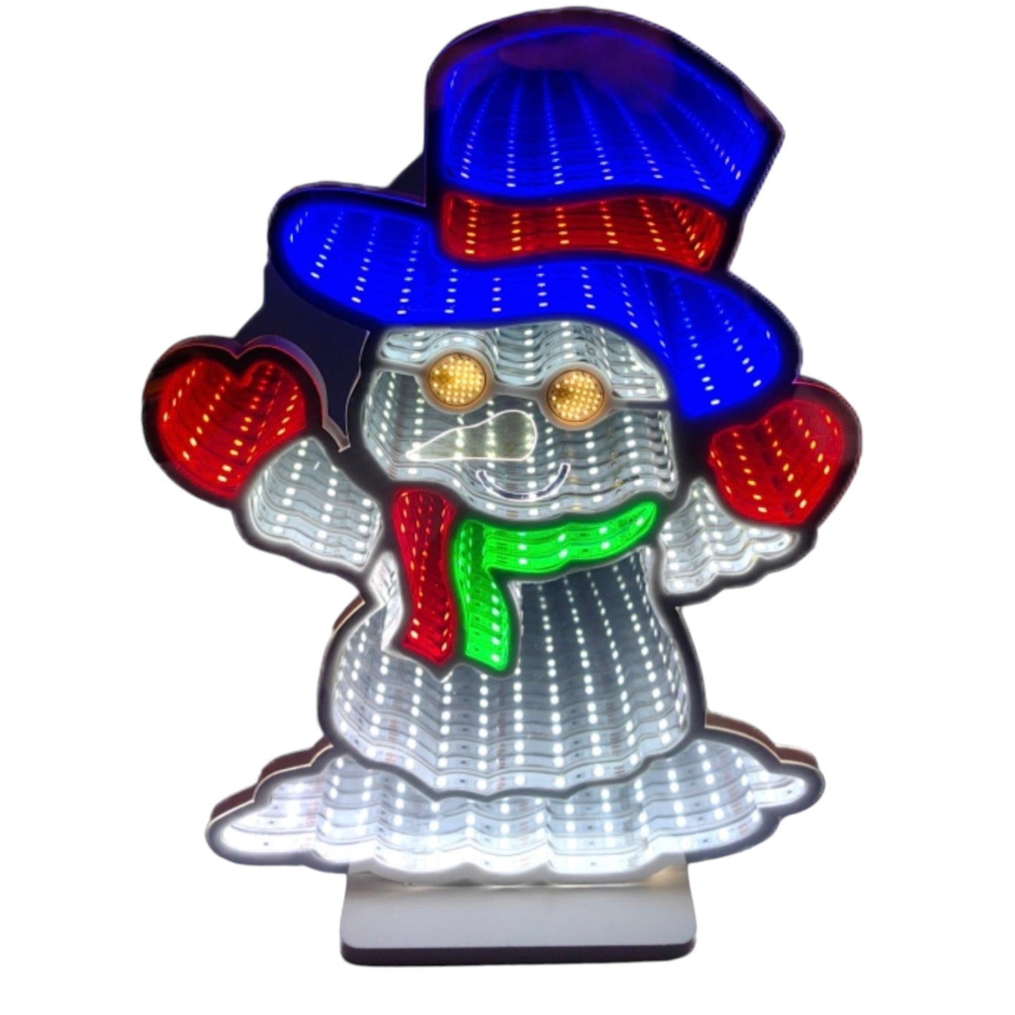Animated LED Infinity Light Snowman Christmas Decoration with Moving Eyes