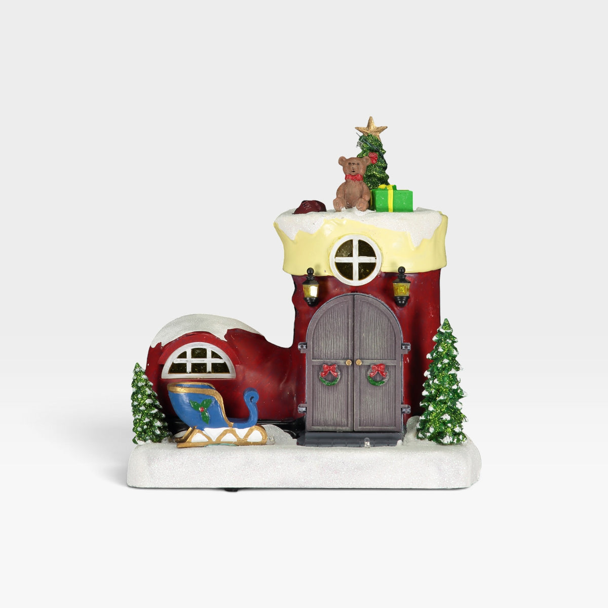 Light Up Santa Christmas House & Sleigh Decoration