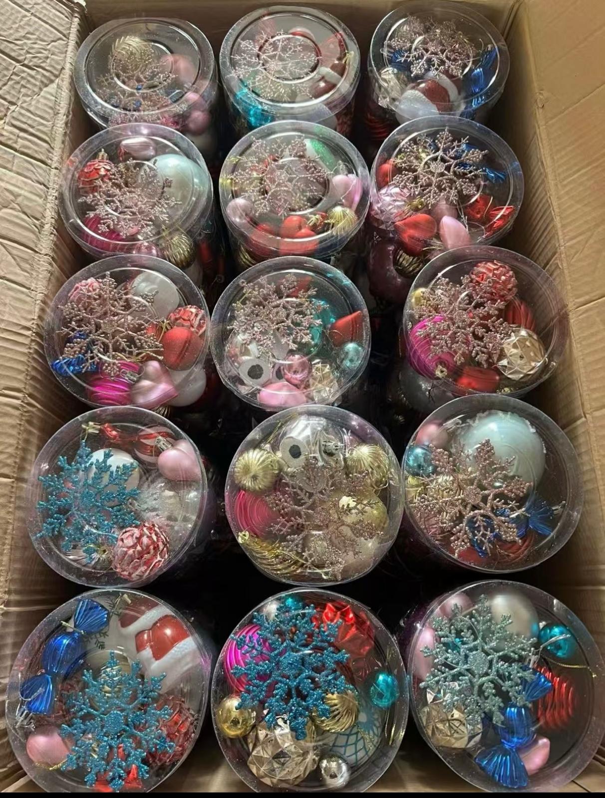 Mixed Christmas Bauble Boxes 1 or 2 Pack (Approx. 30 Pieces Each, Random Assorted Colours & Shapes)