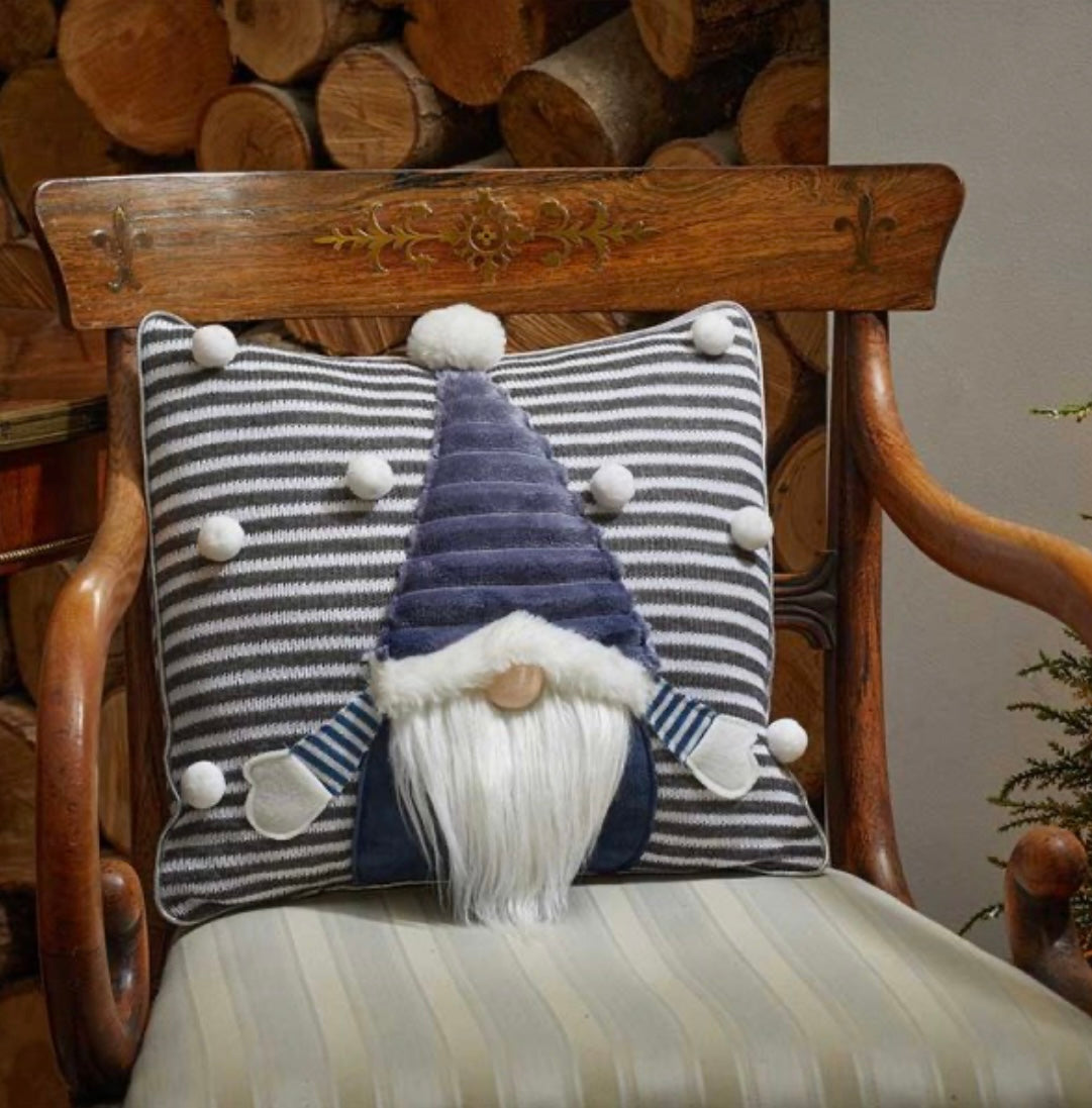 Striped Christmas Gonk Cushion with 3D Hat and Beard – Festive Holiday Throw Pillow