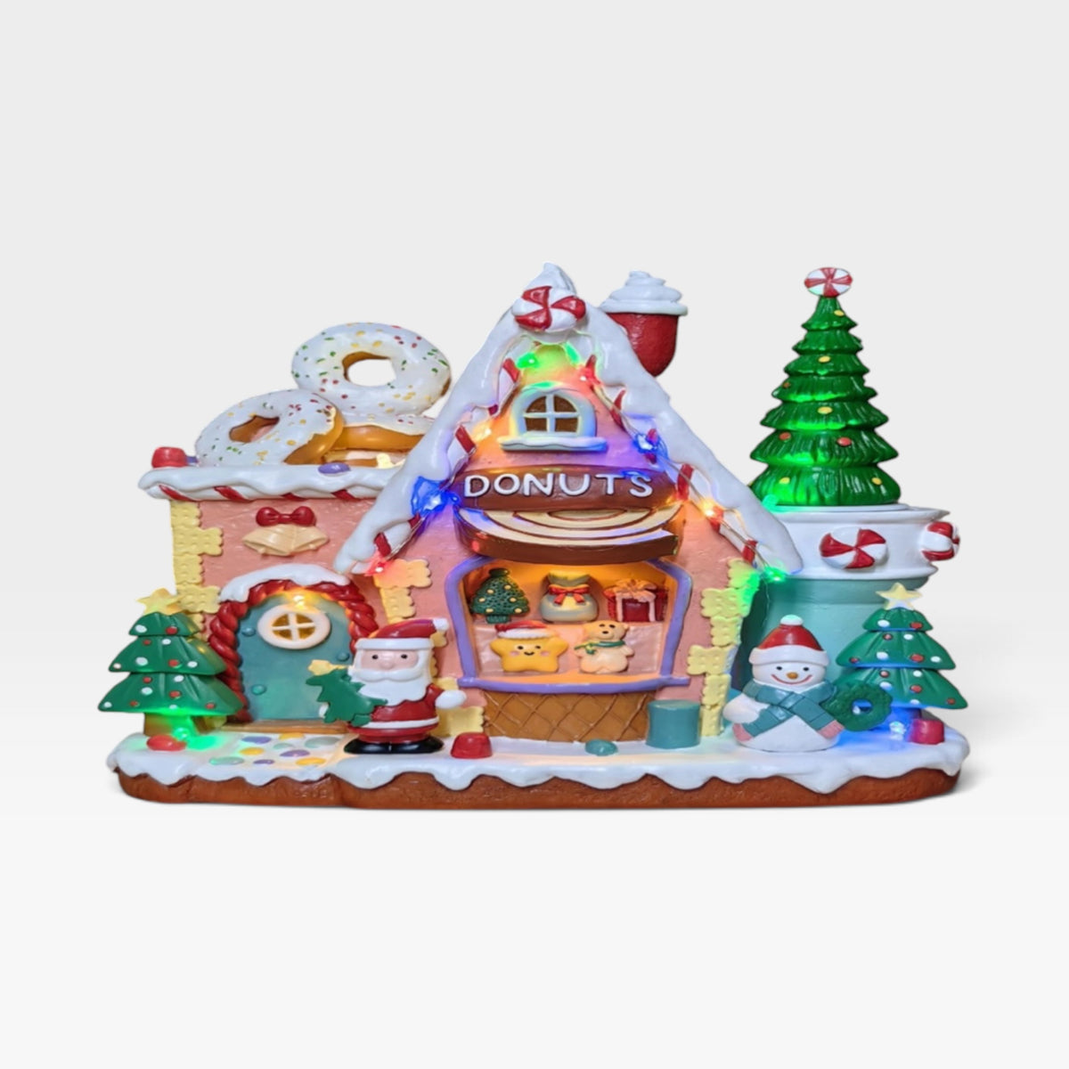 Light Up Gingerbread Donut Shop Christmas Decoration