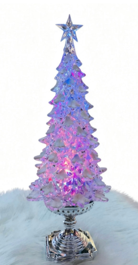 Light Up Crystal Christmas Tree with Star & Silver Base