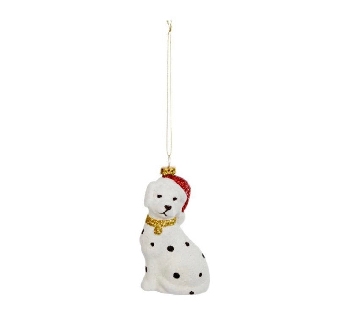 10cm Dalmatian Dog Christmas Tree Hanging Decoration – Santa Hat