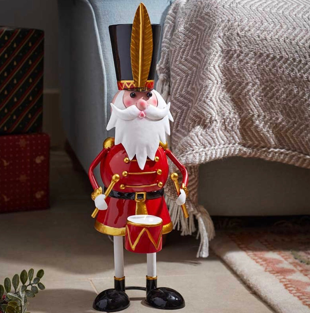 44cm Captain Santa Drummer Christmas Decoration – Red & Gold