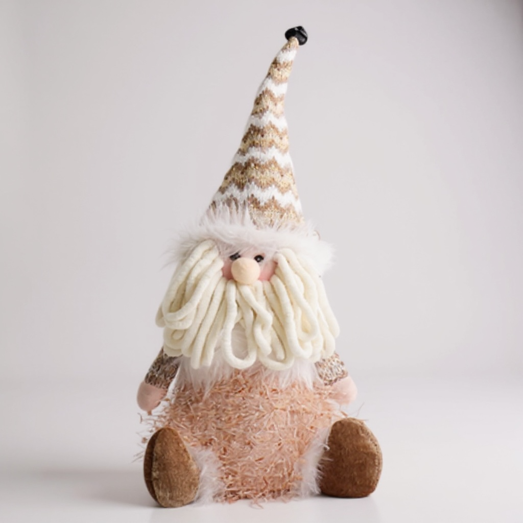 Seated Blush Pink Light-Up Santa – Soft Pink & Gold Christmas Decoration with LED Lights