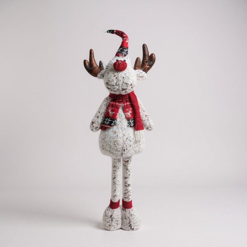 Standing Reindeer with Red Scarf & Festive Hat – 78cm Christmas Decoration