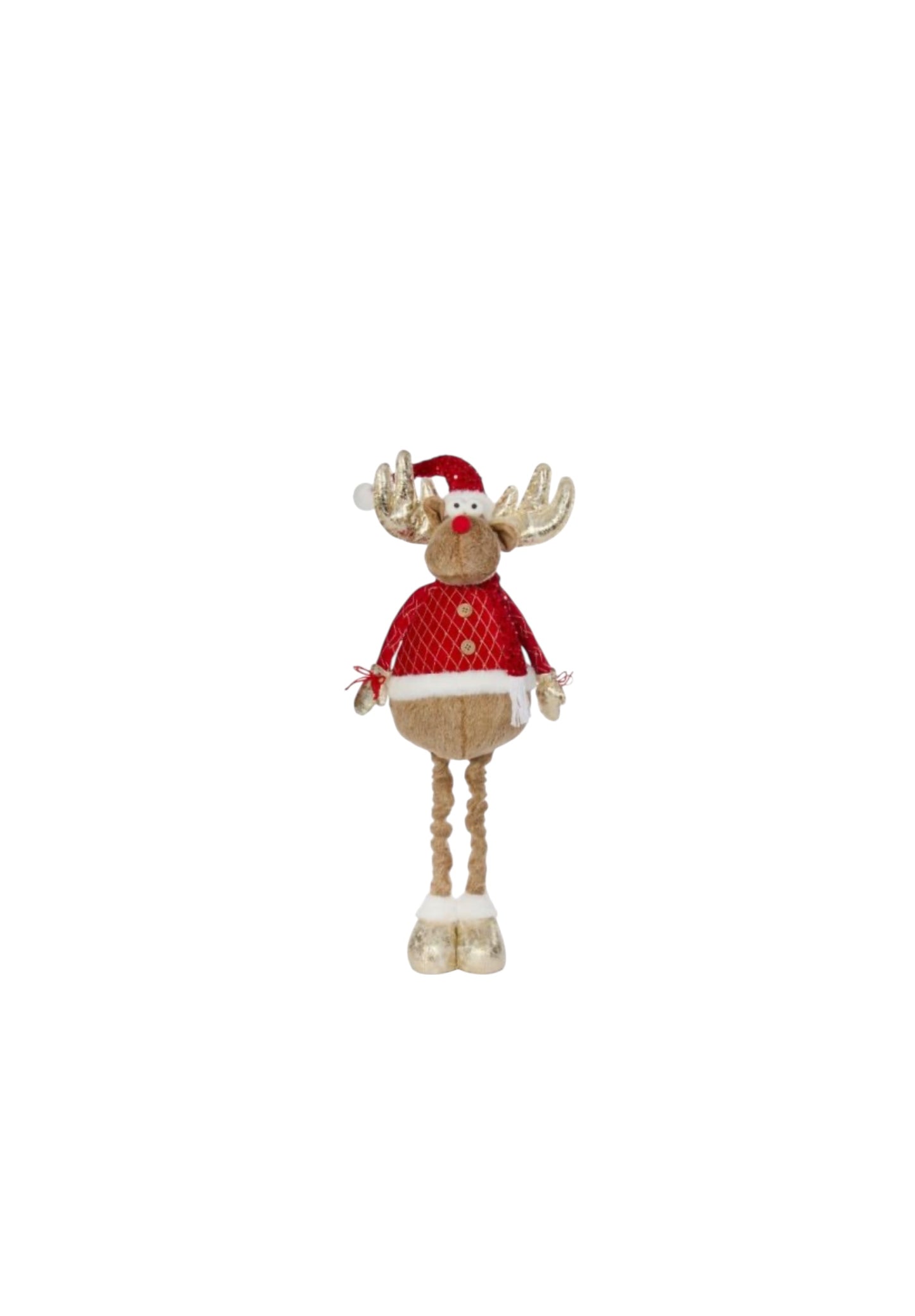 100cm Standing Reindeer with Red Jacket – Festive Christmas Decoration