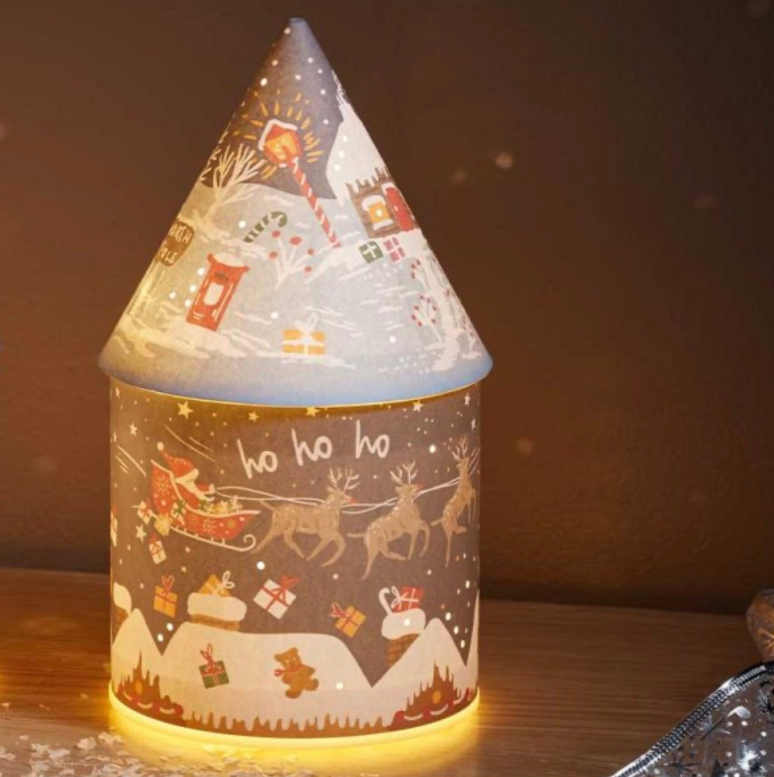 Light-Up Christmas Paper Lantern – Santa & Sleigh Design