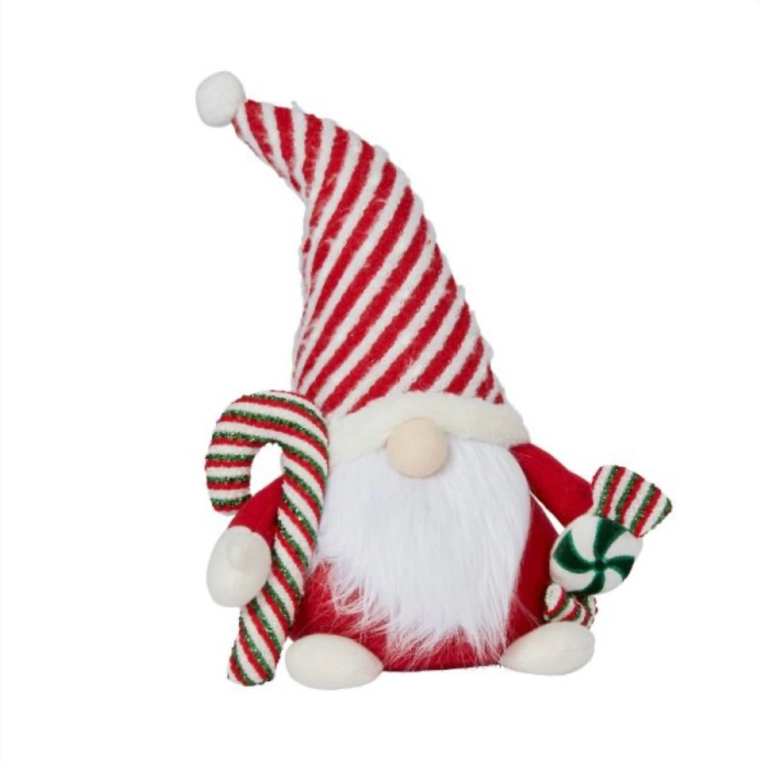 Large Plush Christmas Gonk with Candy Cane & Red Striped Hat – Festive Floor Decoration