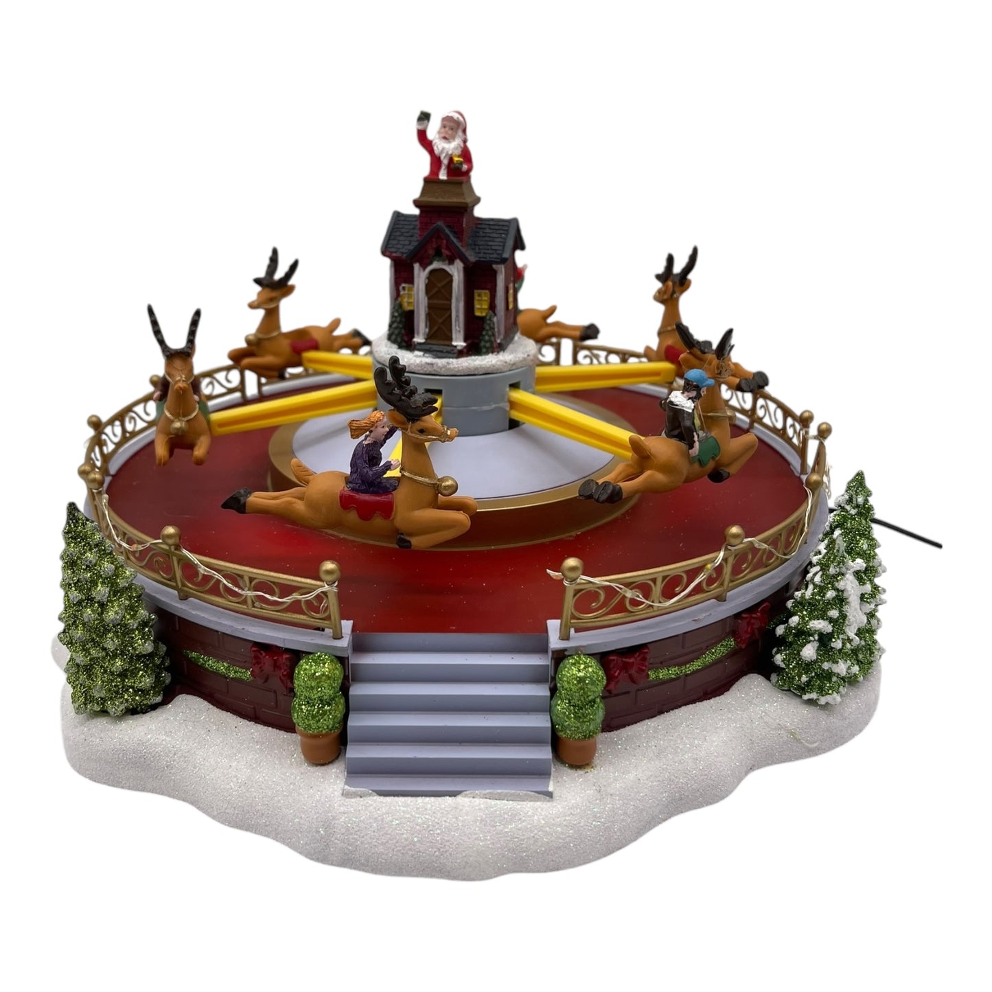 Animated Santa’s Reindeer Carousel Ride – Light-Up Musical Christmas Village Decoration