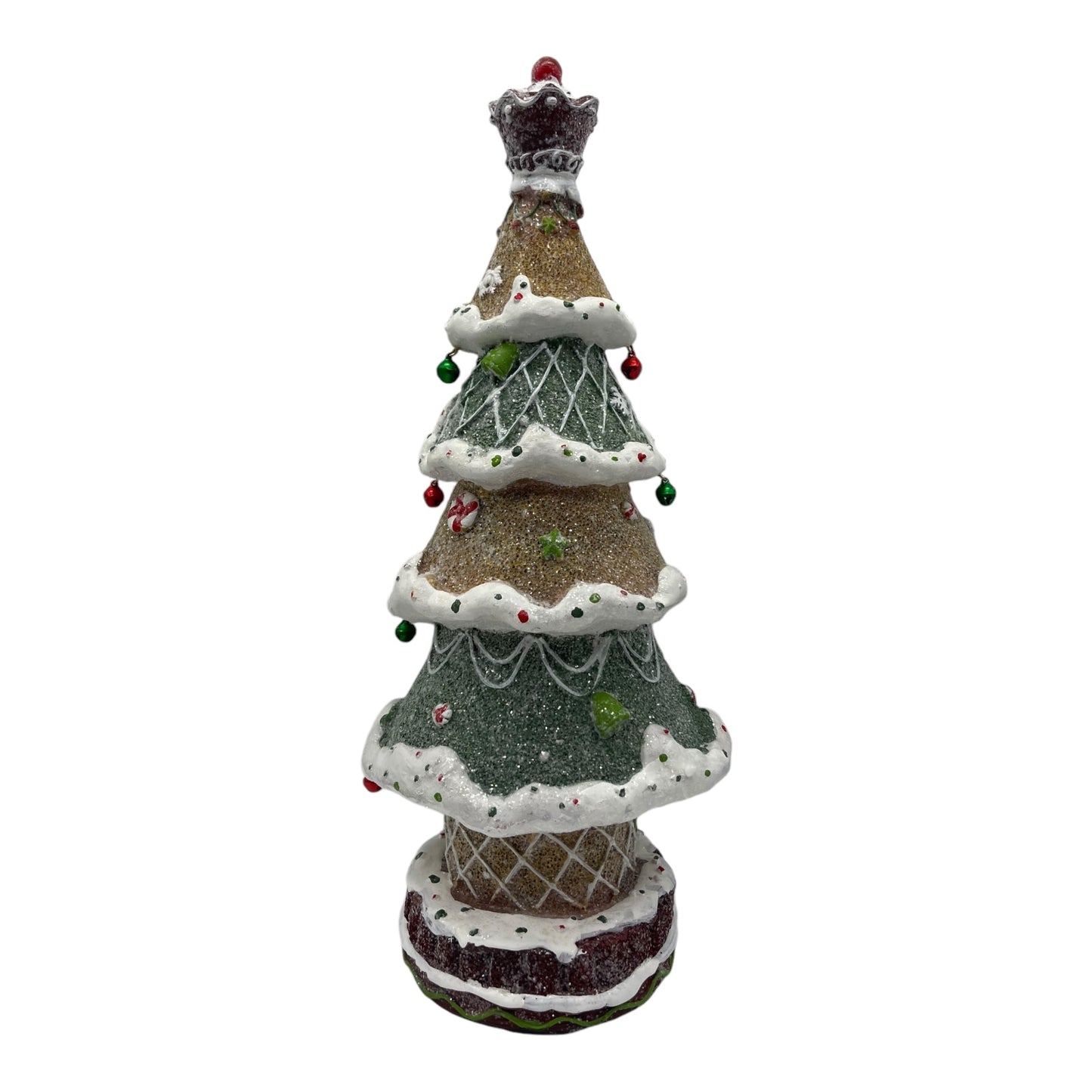LED Gingerbread Christmas Tree with Candy Cane Details – Light-Up Festive Table Decoration