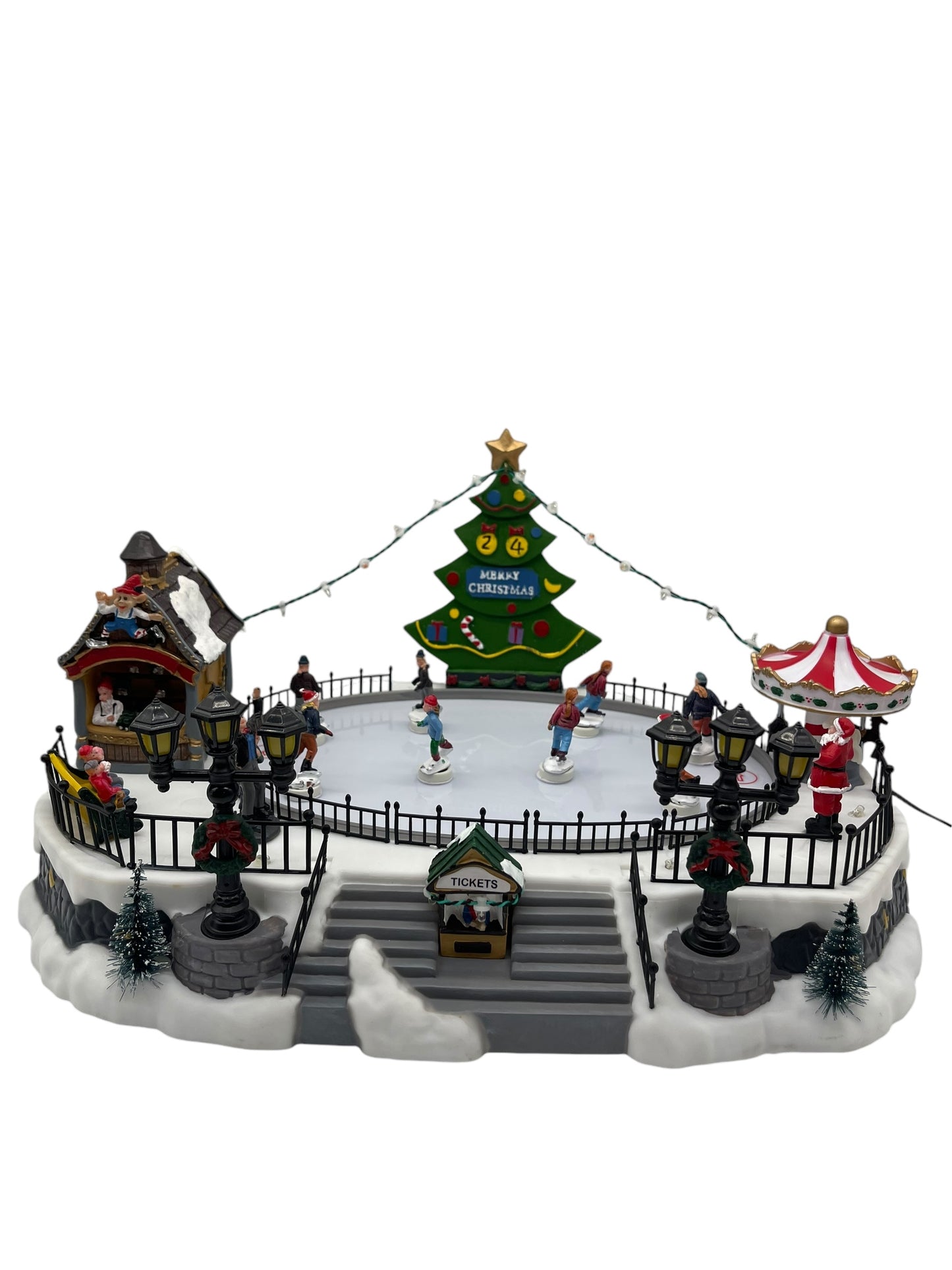 Animated Christmas Ice Skating Village Scene – Musical Moving LED Winter Display