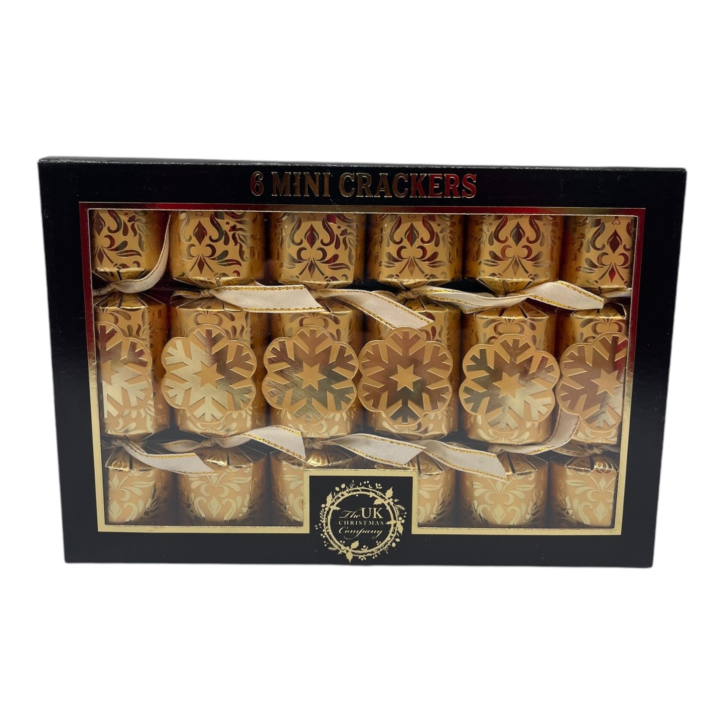 6 Mini Christmas Crackers – Elegant Snowflake Design