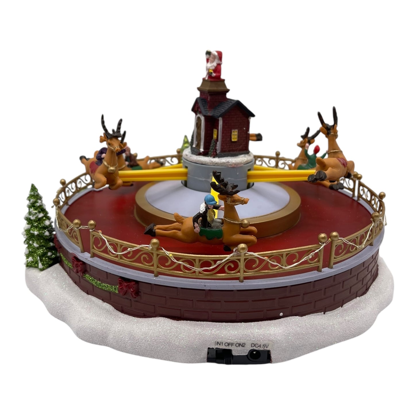 Animated Santa’s Reindeer Carousel Ride – Light-Up Musical Christmas Village Decoration