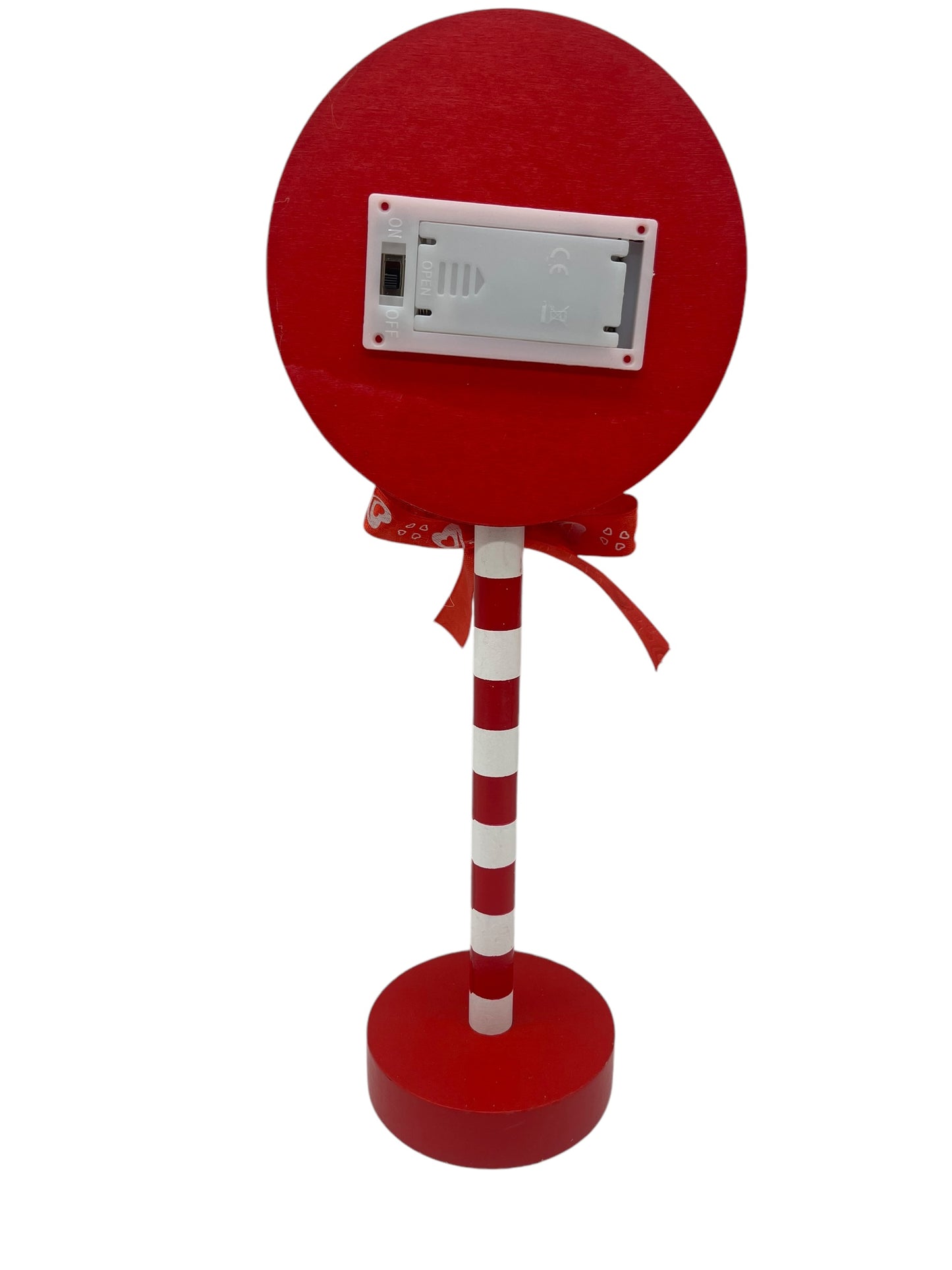 Santa Stop Here Light-Up Sign – Round Candy Cane Pole with LED Bulbs