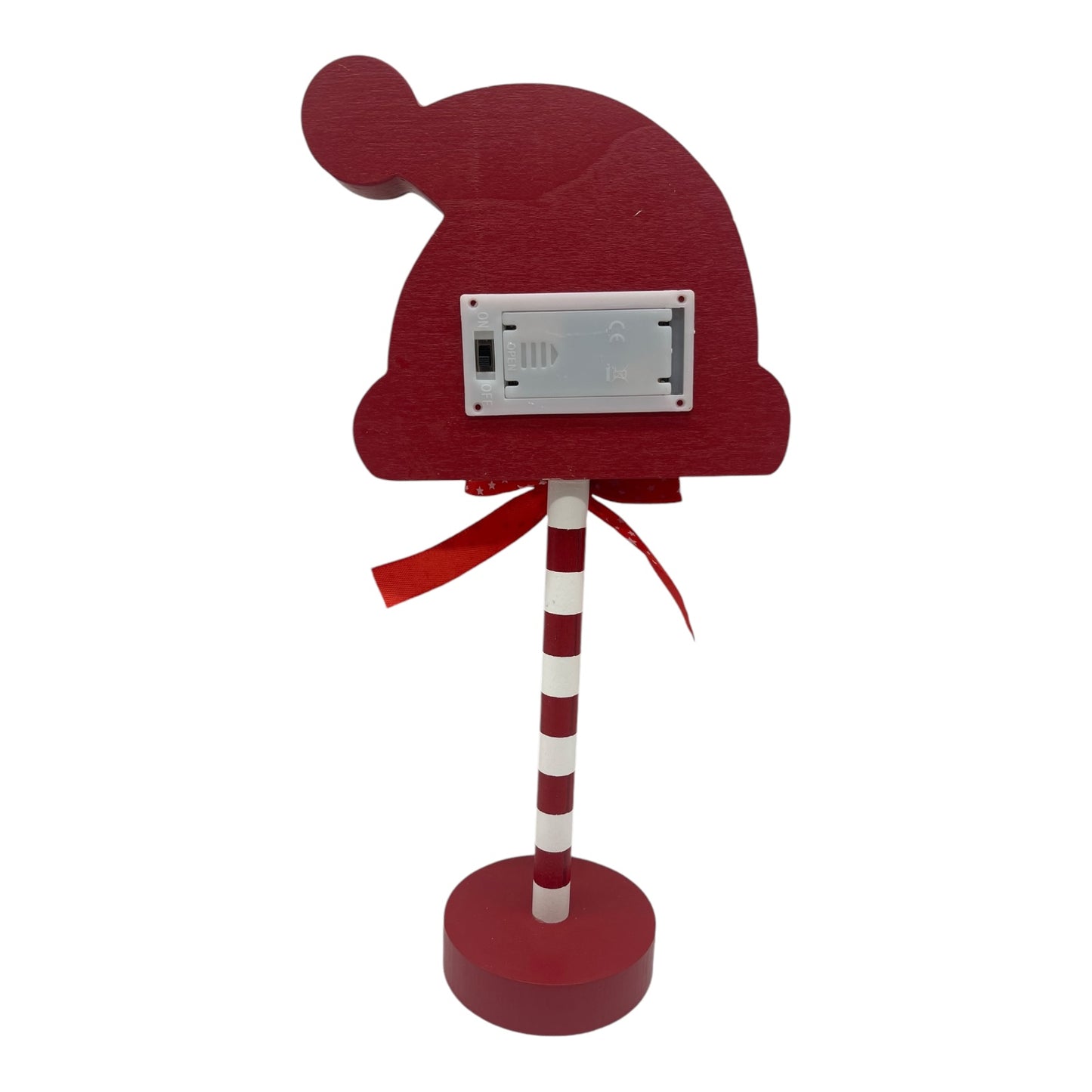 North Pole Santa Hat Sign – Candy Cane Striped Pole | Festive Indoor Decoration