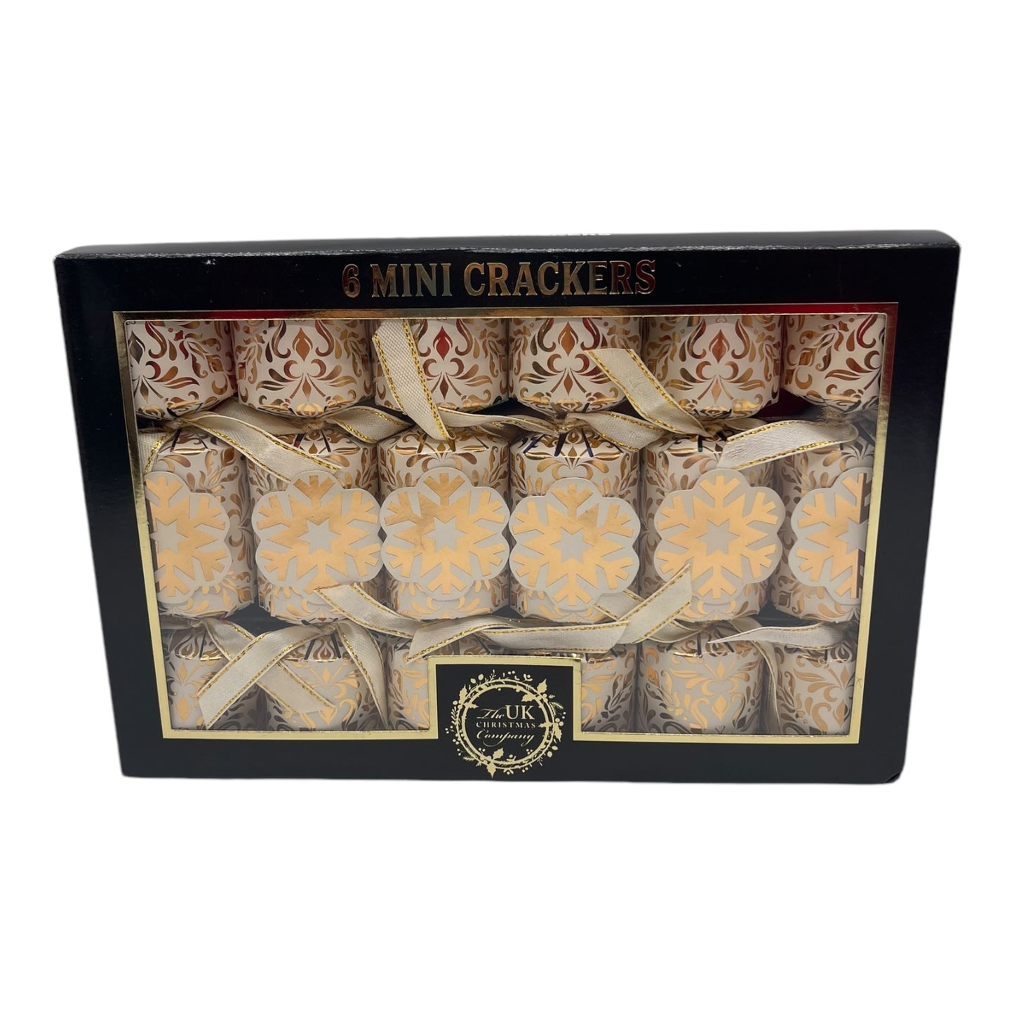 6 Mini Christmas Crackers – Elegant Snowflake Design