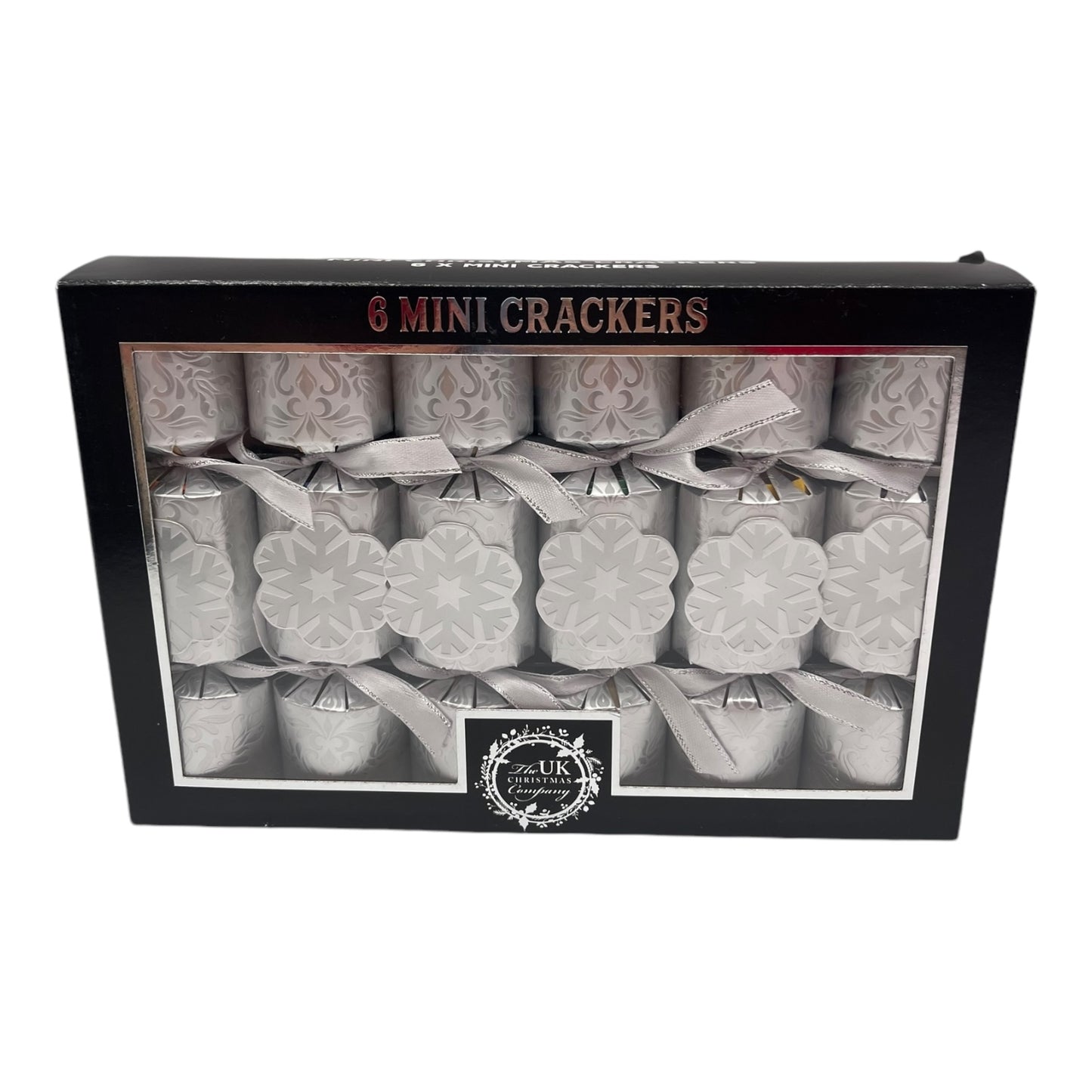 6 Mini Christmas Crackers – Elegant Snowflake Design