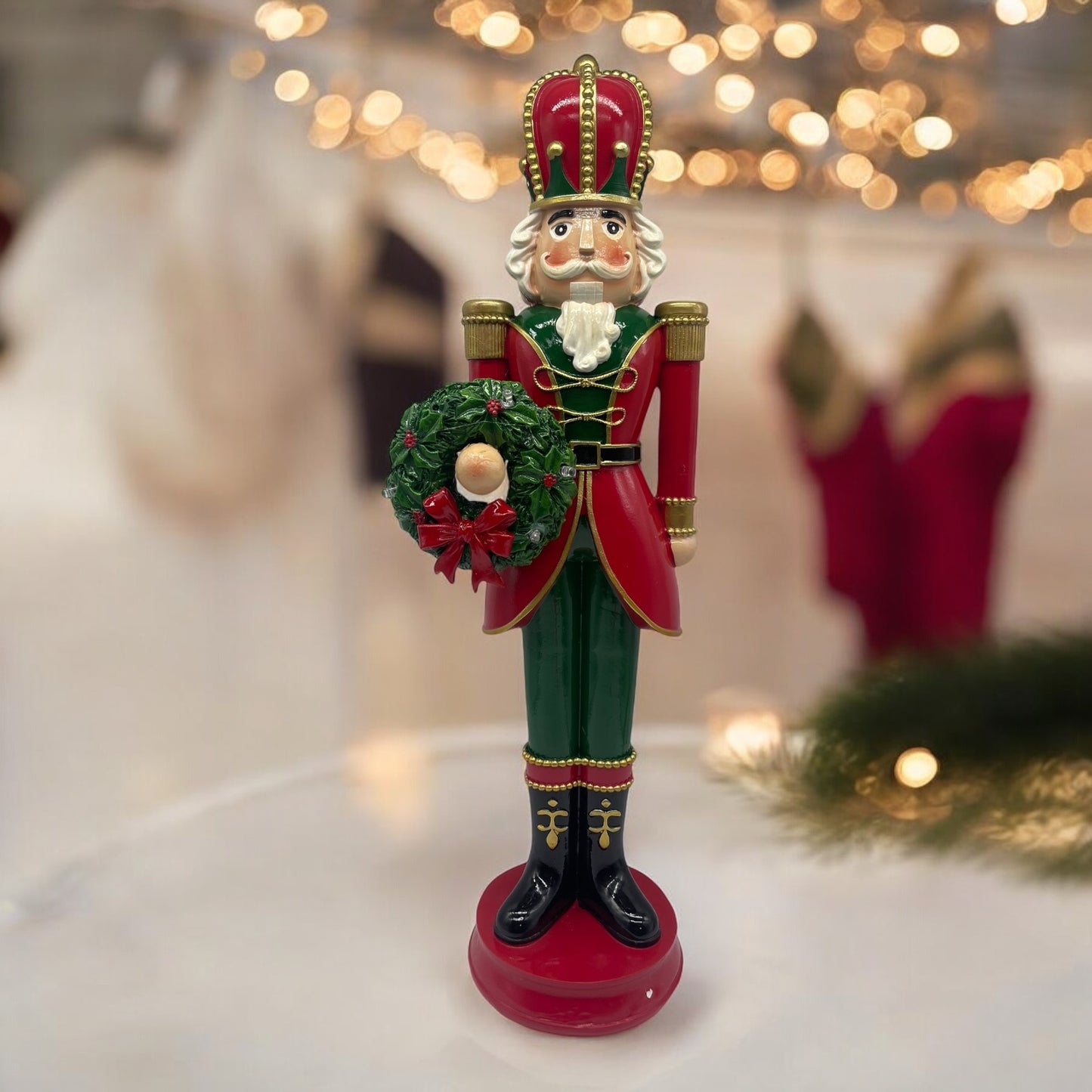 50cm Nutcracker holding Wreath With Lights