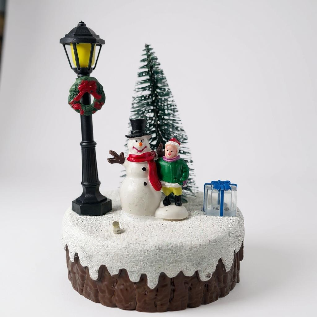 Mini Christmas Figurines – Santa, Snowman & Drummer Bear with Lamp Posts