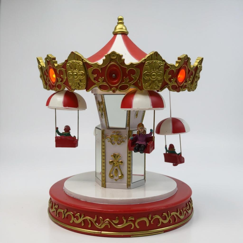 Christmas Swing Ride Carousel with LED Lights – Animated Holiday Carnival Decoration