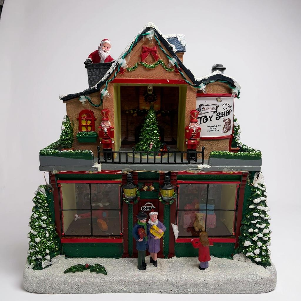 Santa’s Toy Shop Light-Up Christmas Village Building – Animated Festive Scene