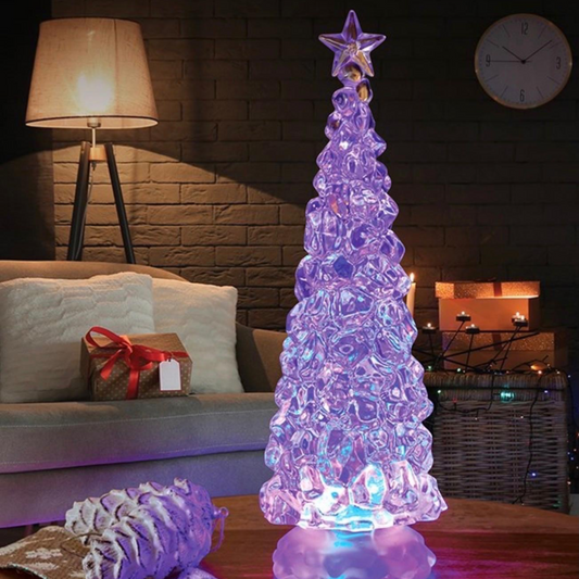 35cm Light Up Colour Changing Christmas Ice Tree – Snow Swirl LED Decoration