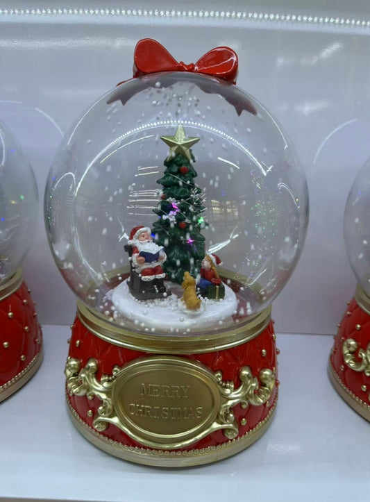 Light Up Santa Christmas Tree Swirling Snow Globe