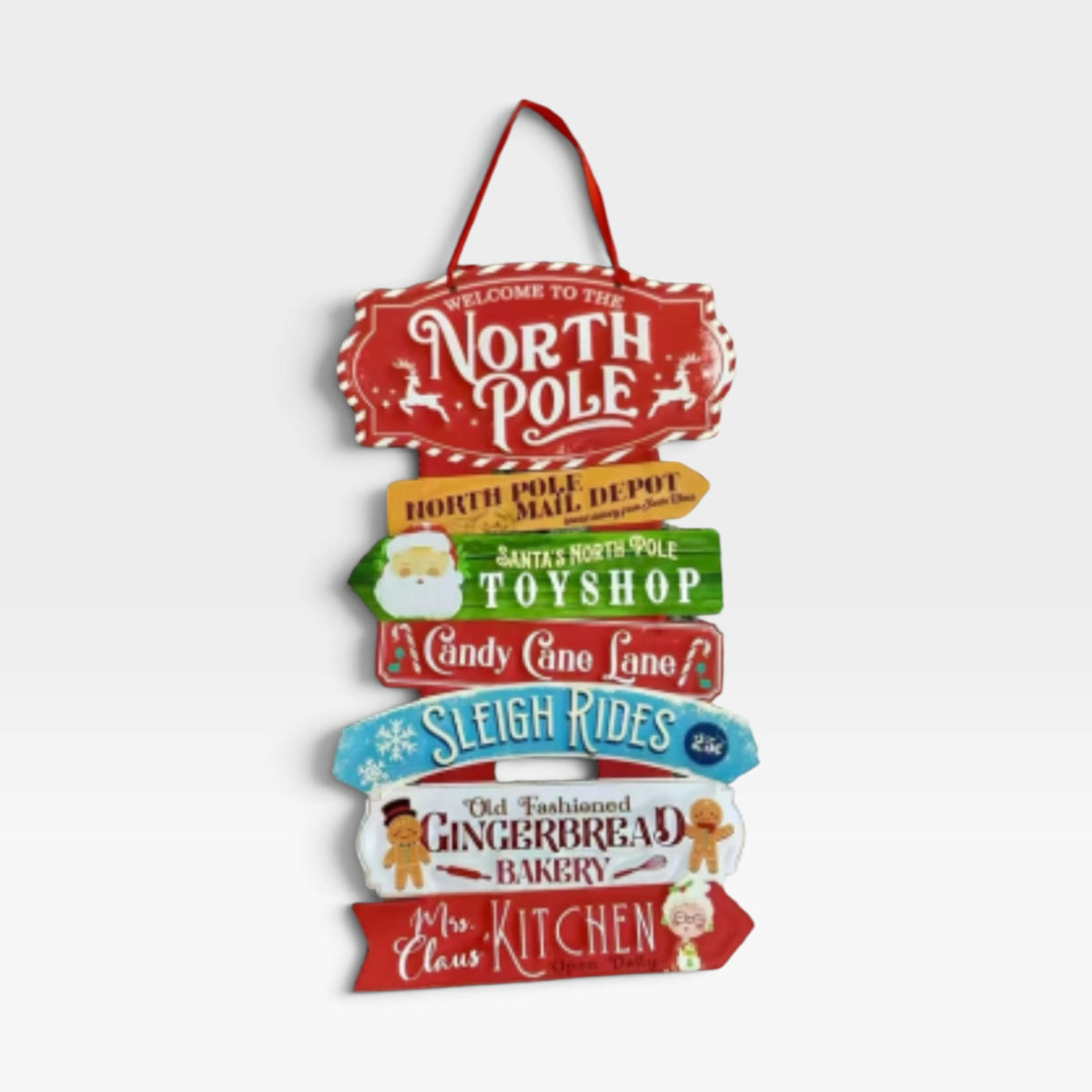 North Pole Christmas Direction Sign Hanging Decoration