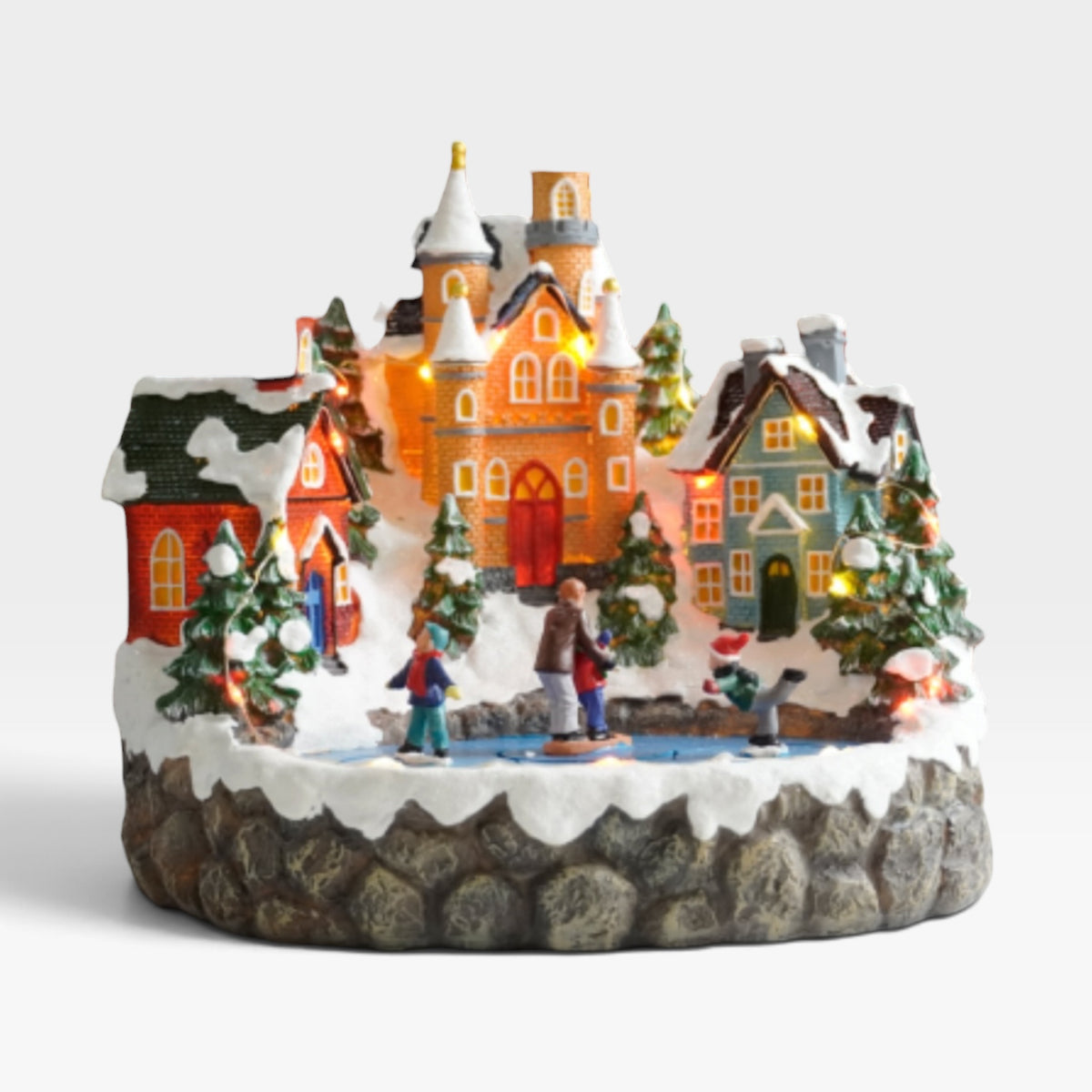 Light Up Christmas Village Castle Snow Scene
