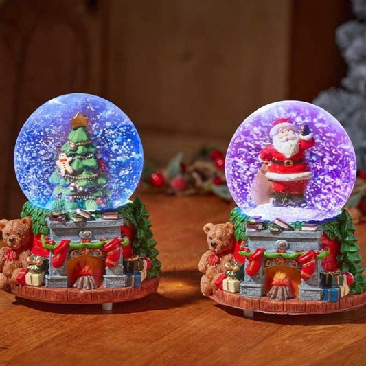 16.5cm Musical Light Up Christmas Snow Globe – Santa & Christmas Tree