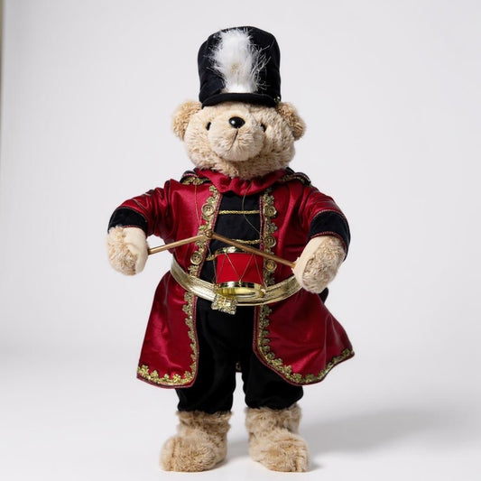 75cm Standing Drummer Bear – Plush Christmas Toy Soldier Decoration