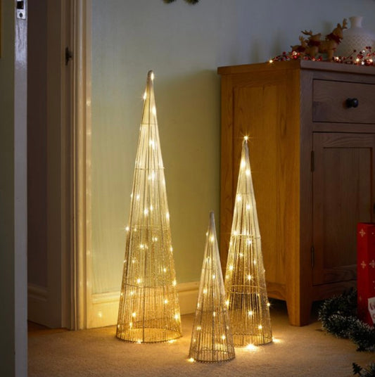 Gold Sparkly TreeBelisk - Set of 3