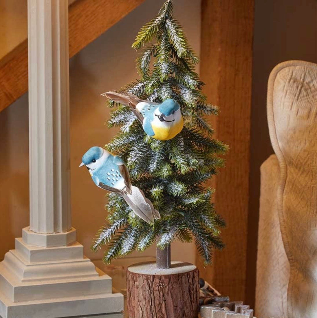 2 Pack Decorative Blue Tit Birds – Christmas Tree & Home Decorations
