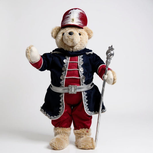 75cm Standing Guard Bear – Plush Christmas Toy Soldier with Staff