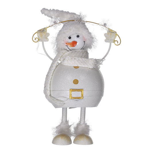 Snowman Christmas Decoration with Snowflakes – Festive Winter Figurine