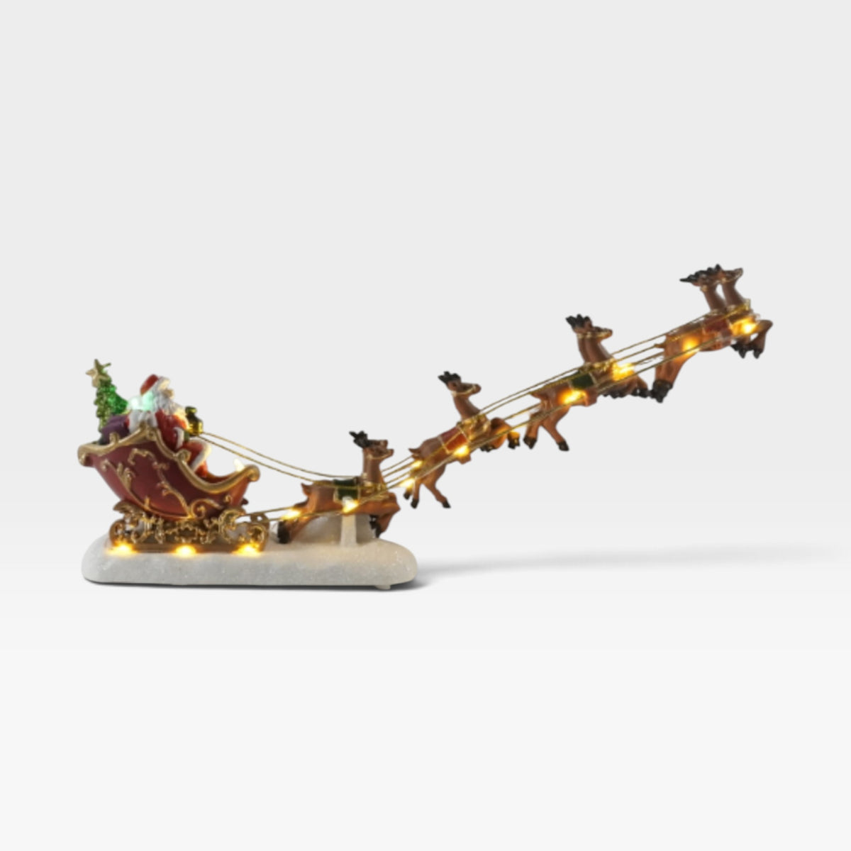 Light Up Santa Sleigh & Flying Reindeer Christmas Decoration