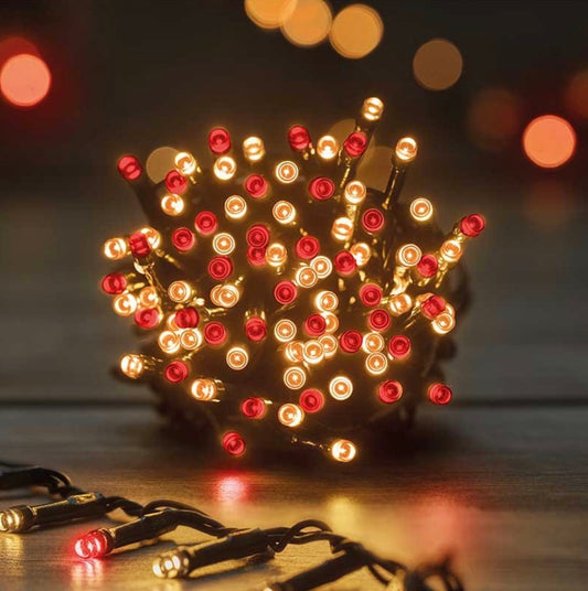 500 LED Antique White & Red Cluster Christmas Lights – 5m
