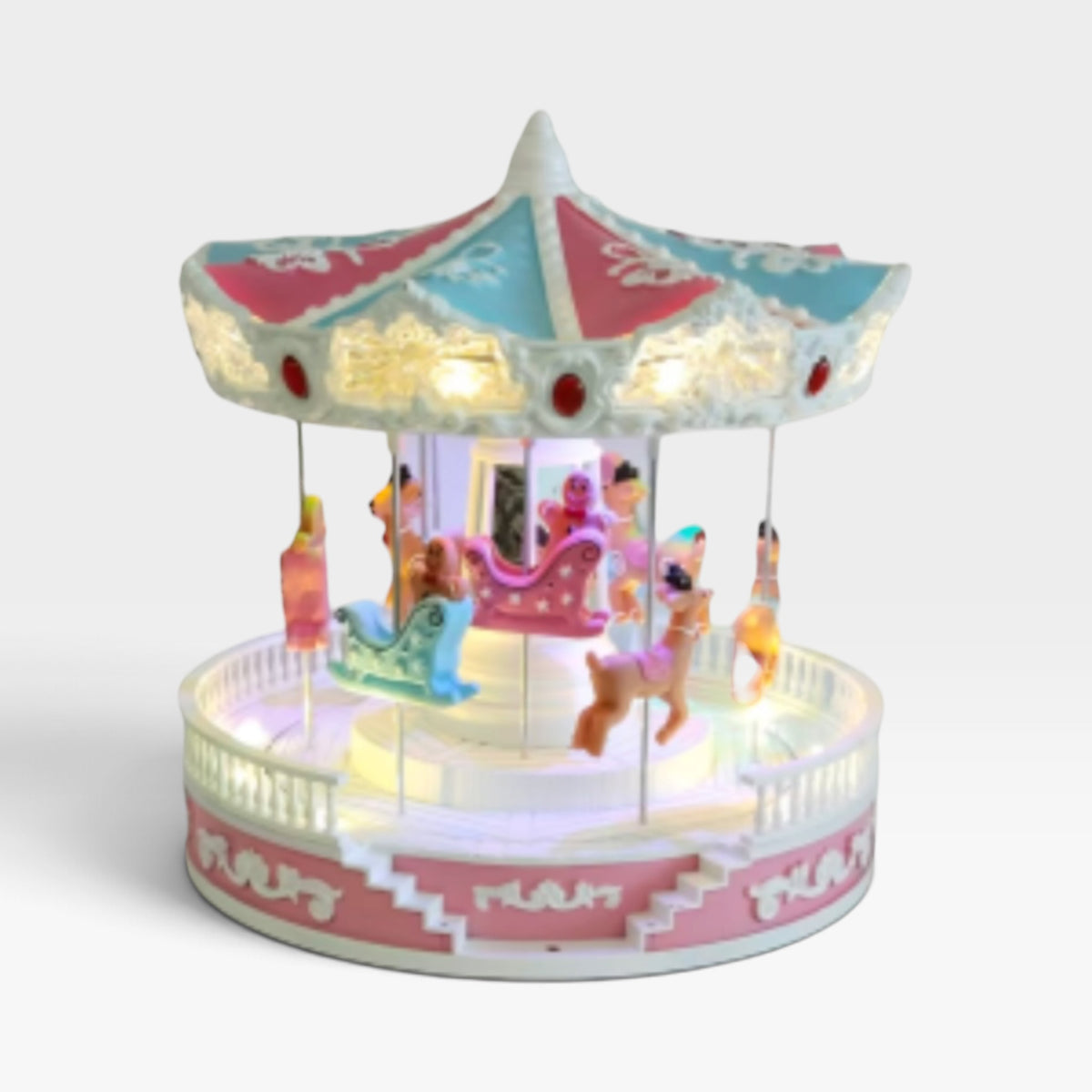 Light Up Pink Christmas Carousel Decoration