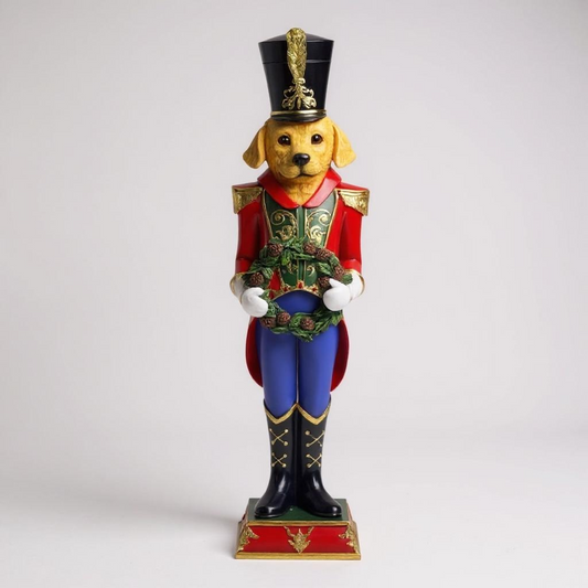 Dog Nutcracker Soldier with Wreath – 53cm Christmas Decoration