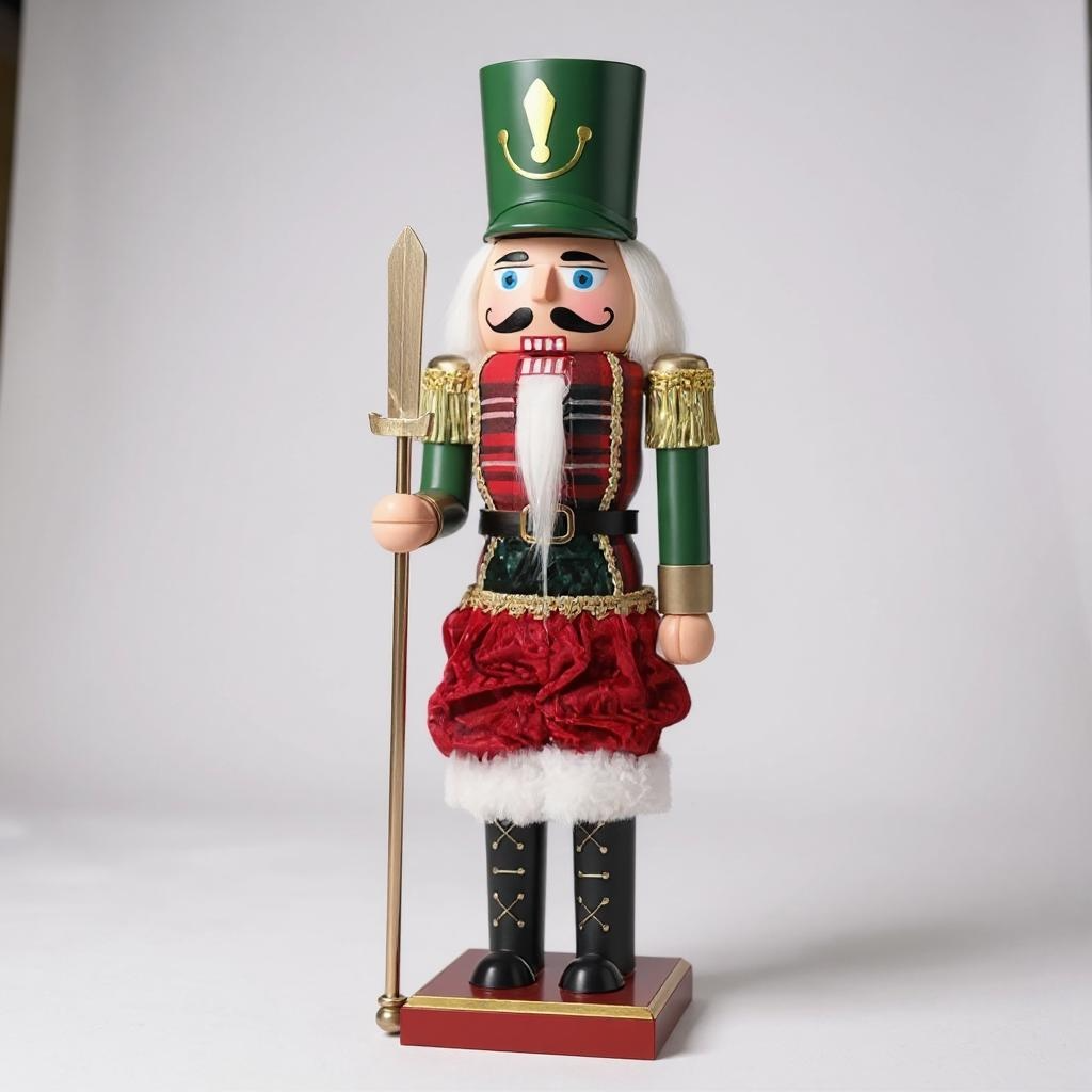 Green & Red Nutcracker with Sword – 52cm Traditional Christmas Decoration