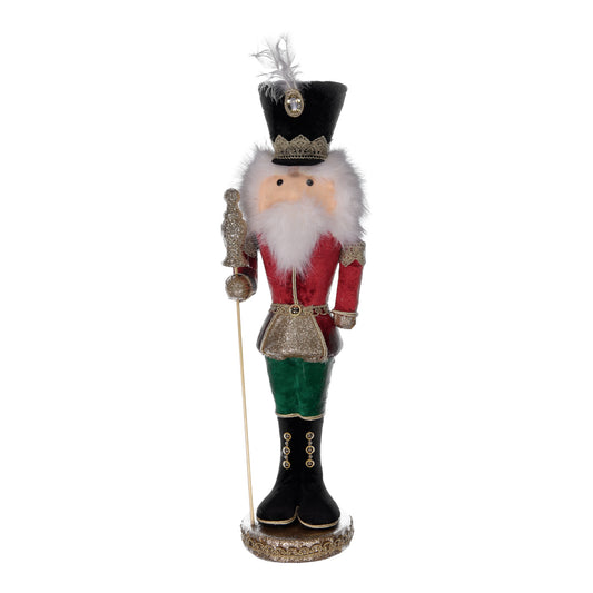 Traditional Green & Red Nutcracker Soldier with Glitter Accents – Christmas Decoration