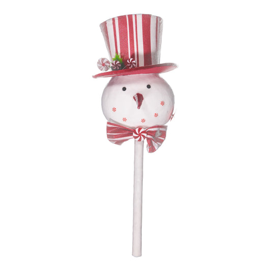 Peppermint Snowman Head with Striped Top Hat – Christmas Decoration