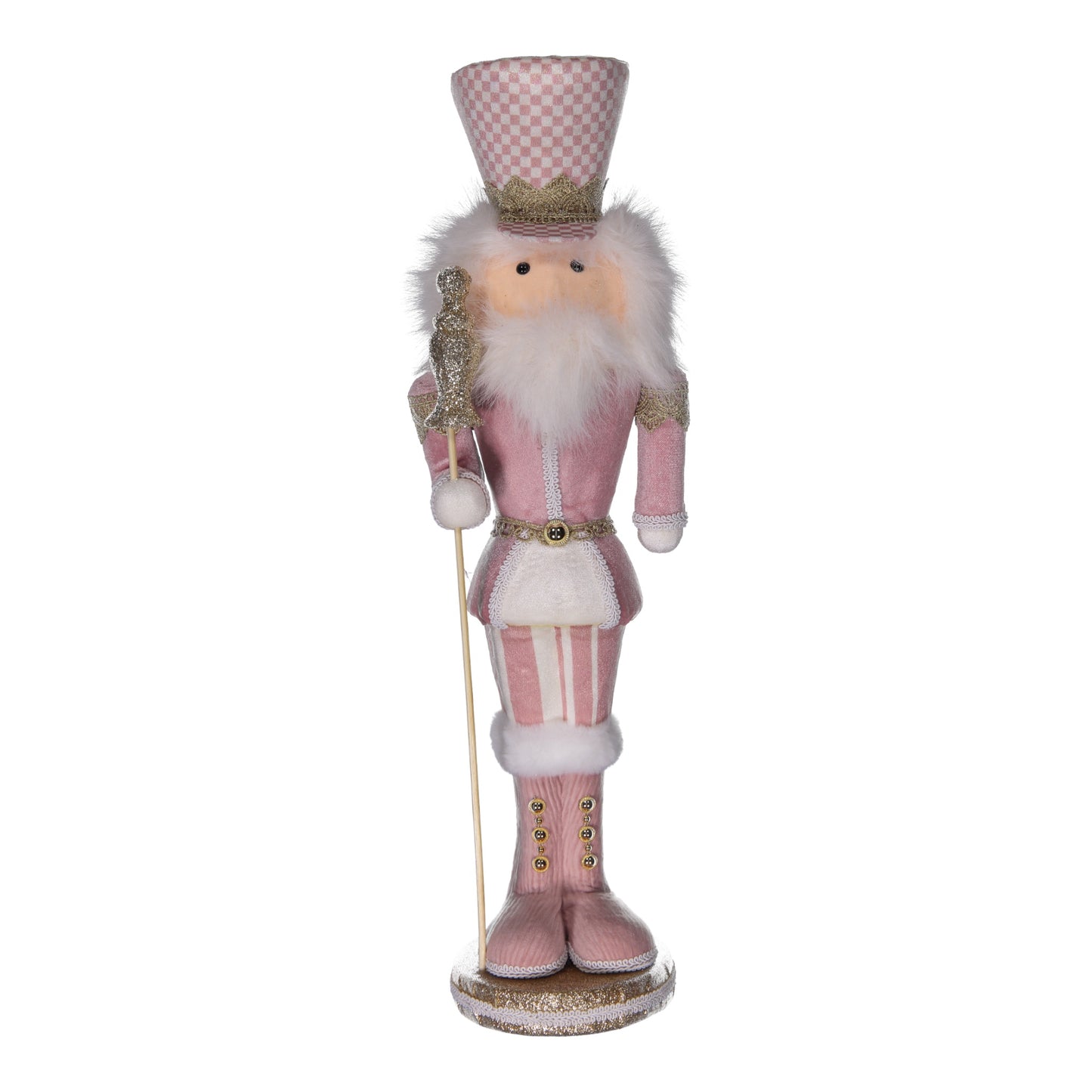 Pink Nutcracker Soldier – Elegant Christmas Decoration with Gold Accents