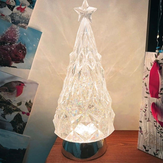 29.5cm Light Up Snow Swirl Christmas Tree – Glitter LED Decoration