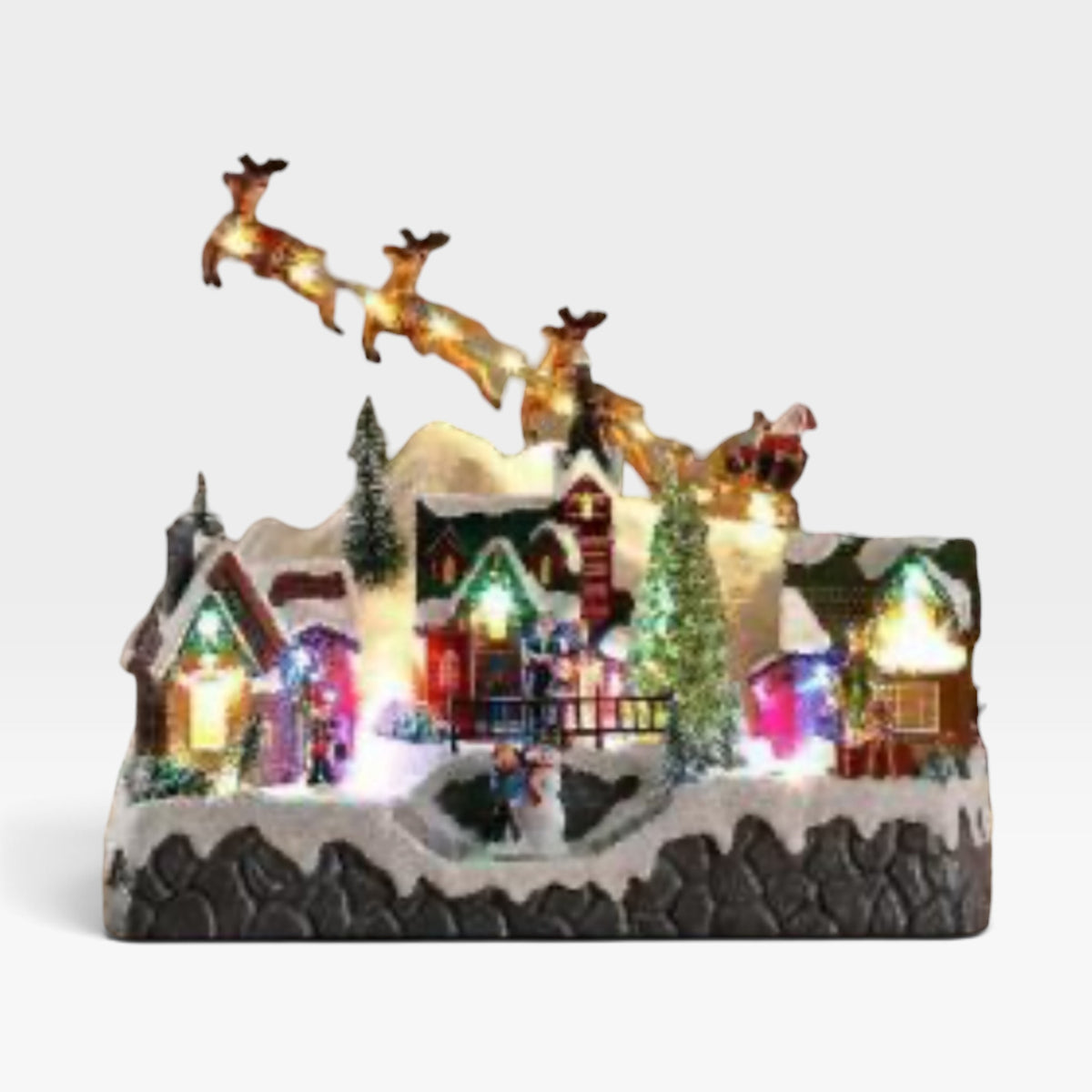 Light Up Santa Sleigh Christmas Village Snow Scene