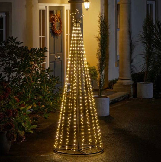 2.1m Warm & Cool White LED Twinkle Tree – Outdoor Light-Up Christmas Tree with Star Topper